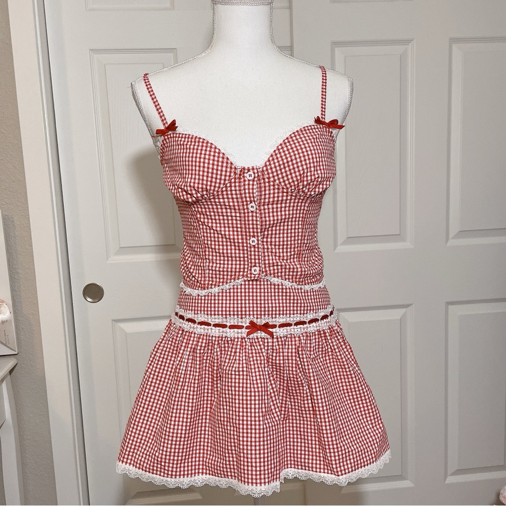 Forever 21 cherry red bow and lace dolly lolita set